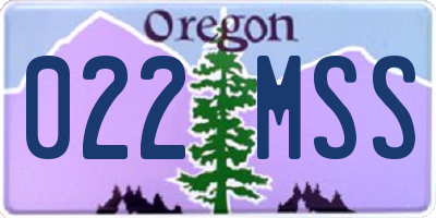OR license plate 022MSS