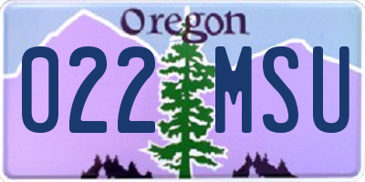 OR license plate 022MSU