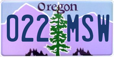 OR license plate 022MSW