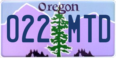 OR license plate 022MTD