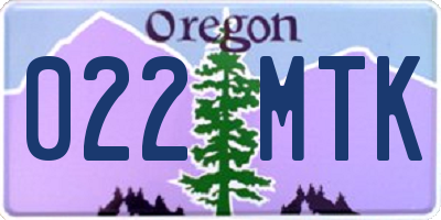 OR license plate 022MTK