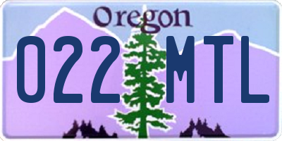 OR license plate 022MTL