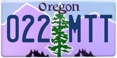 OR license plate 022MTT