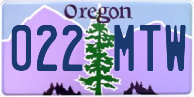 OR license plate 022MTW