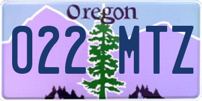 OR license plate 022MTZ