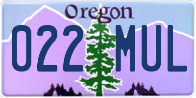 OR license plate 022MUL