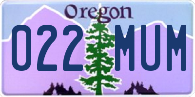 OR license plate 022MUM