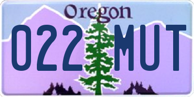 OR license plate 022MUT