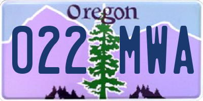 OR license plate 022MWA