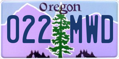 OR license plate 022MWD