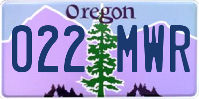 OR license plate 022MWR