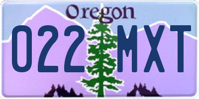 OR license plate 022MXT