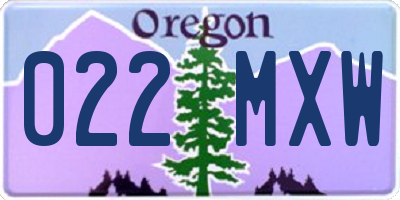 OR license plate 022MXW