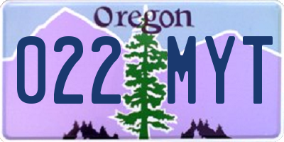 OR license plate 022MYT