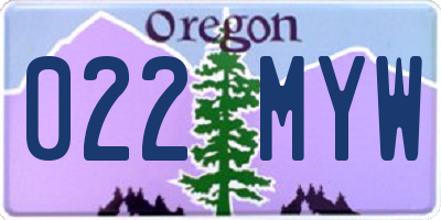 OR license plate 022MYW