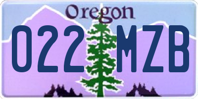 OR license plate 022MZB