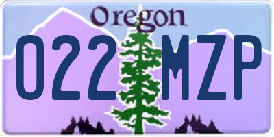OR license plate 022MZP