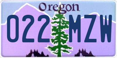 OR license plate 022MZW