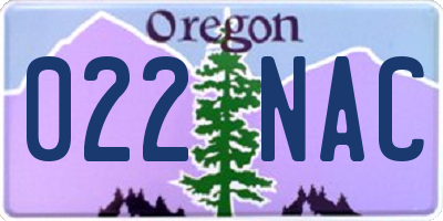 OR license plate 022NAC
