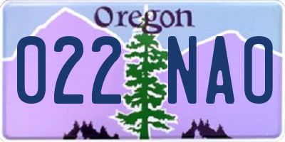 OR license plate 022NAO