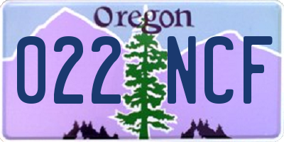 OR license plate 022NCF
