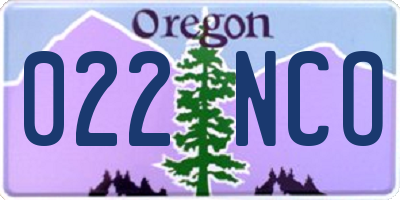 OR license plate 022NCO