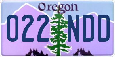 OR license plate 022NDD