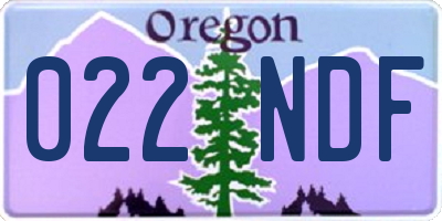 OR license plate 022NDF