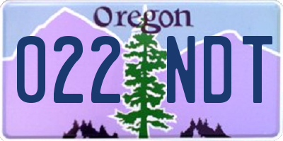 OR license plate 022NDT
