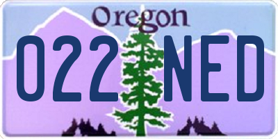 OR license plate 022NED