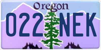 OR license plate 022NEK