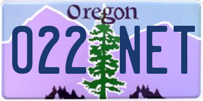 OR license plate 022NET