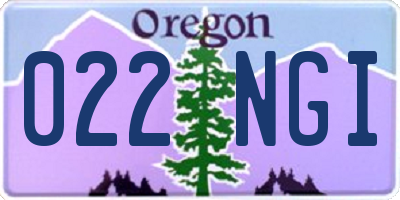 OR license plate 022NGI