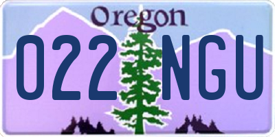 OR license plate 022NGU