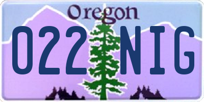 OR license plate 022NIG