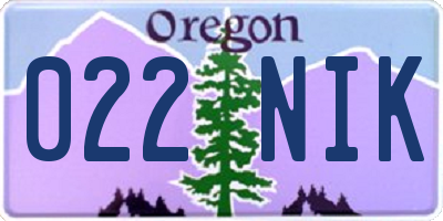 OR license plate 022NIK