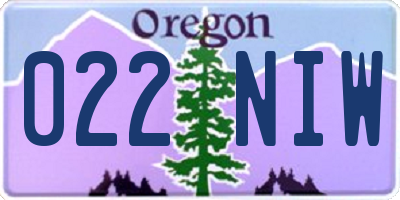 OR license plate 022NIW