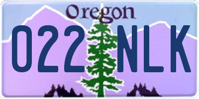 OR license plate 022NLK