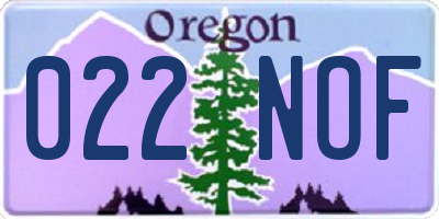 OR license plate 022NOF