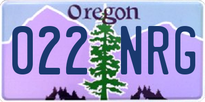 OR license plate 022NRG