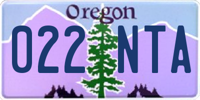 OR license plate 022NTA
