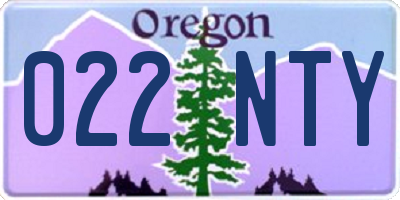 OR license plate 022NTY