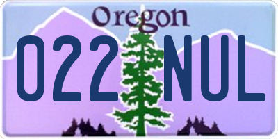 OR license plate 022NUL