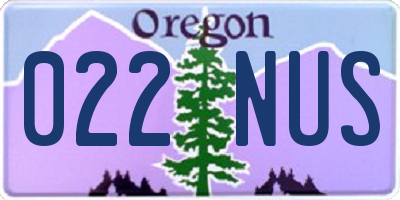 OR license plate 022NUS