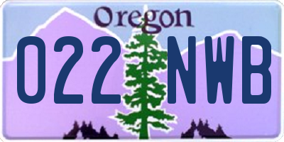 OR license plate 022NWB