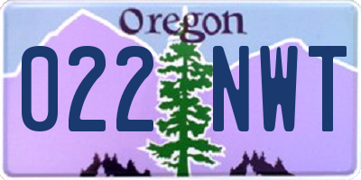 OR license plate 022NWT