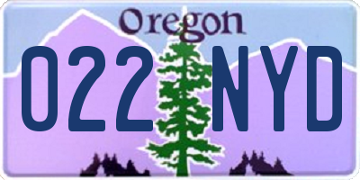 OR license plate 022NYD