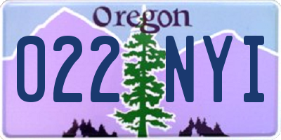 OR license plate 022NYI