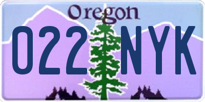 OR license plate 022NYK