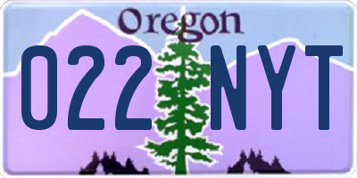 OR license plate 022NYT
